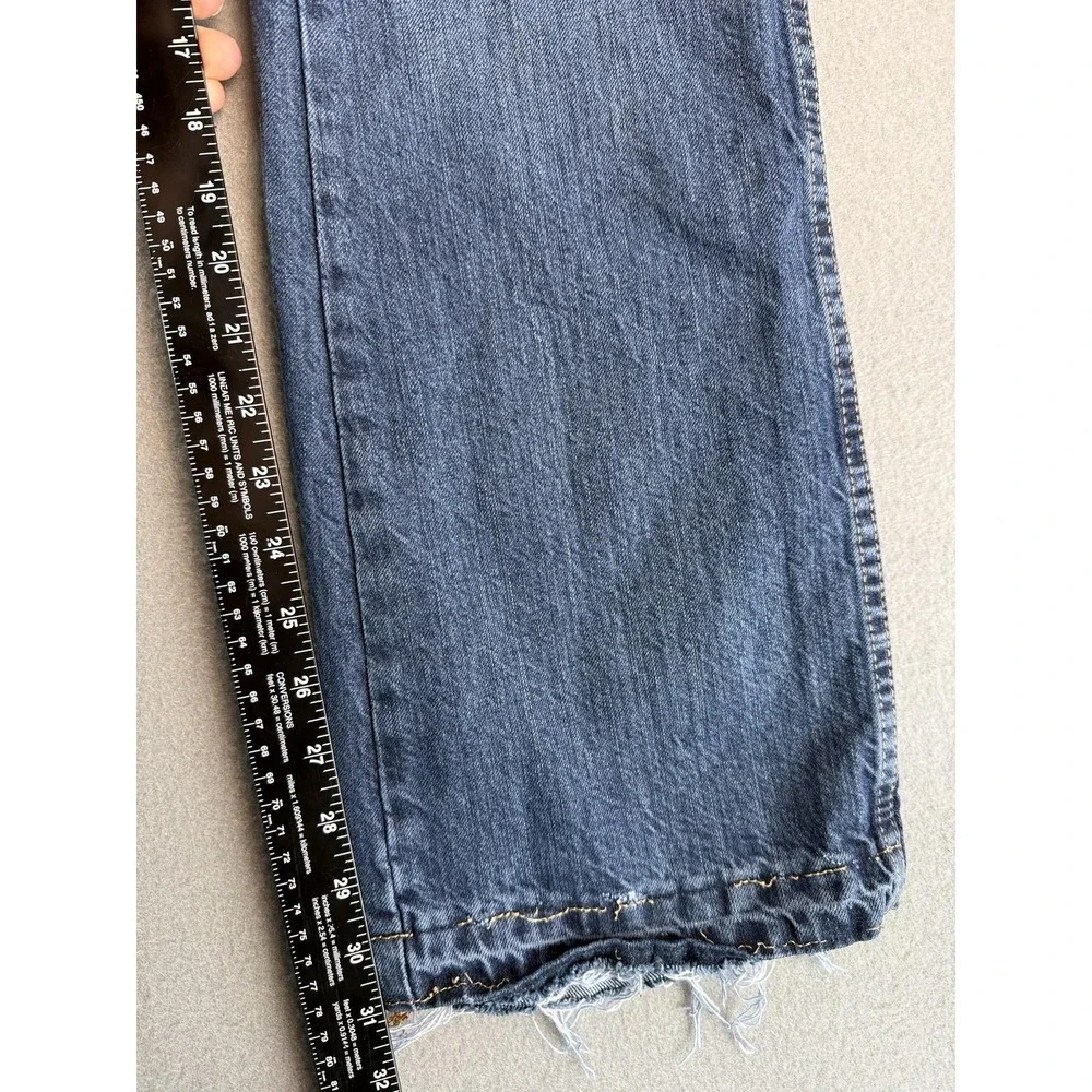 Wrangler Retro Relaxed Boot Jeans Mens 30x32 Med Blue Bootcut Distressed Denim